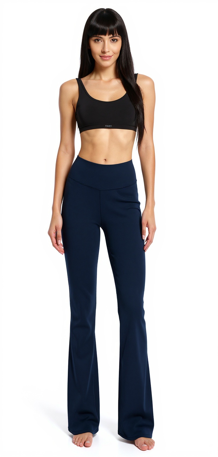 High Waist Bootcut Yoga Pants with Pockets — Dark Navy